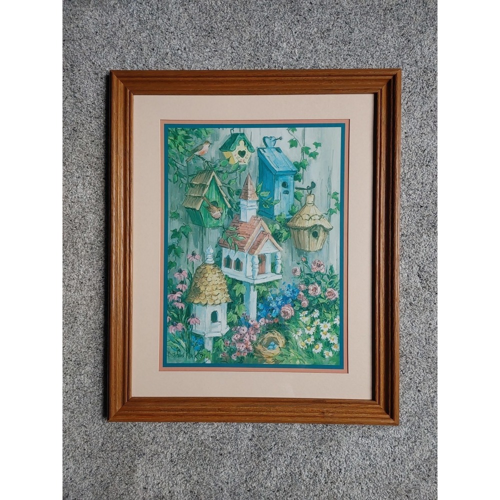 90s HOMCO Home Interiors "Birdhouse Cottage" Granny Country Primitive Chic Art